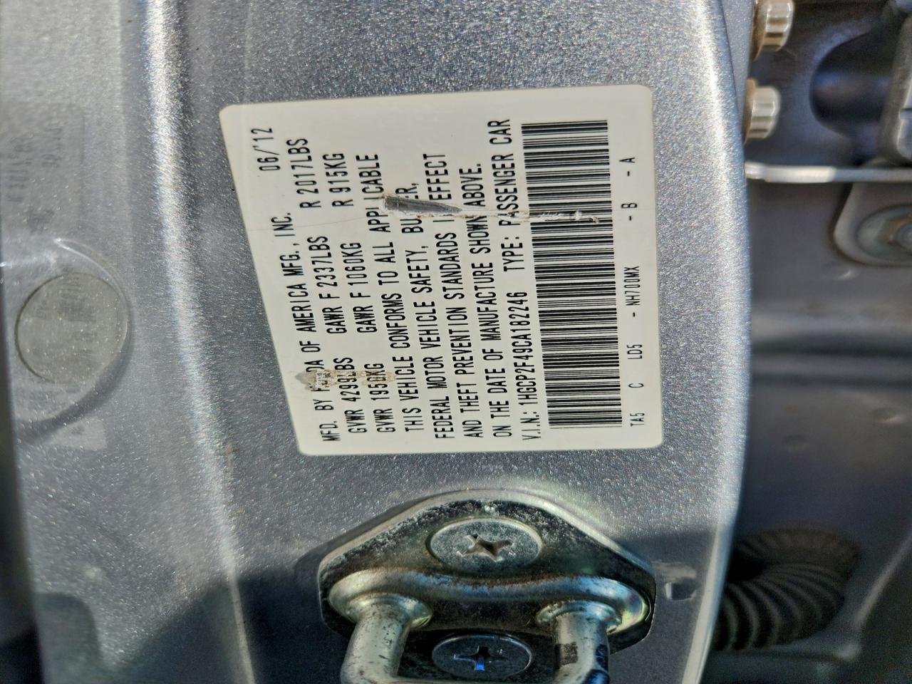 2012 HONDA ACCORD LXP photo 23
