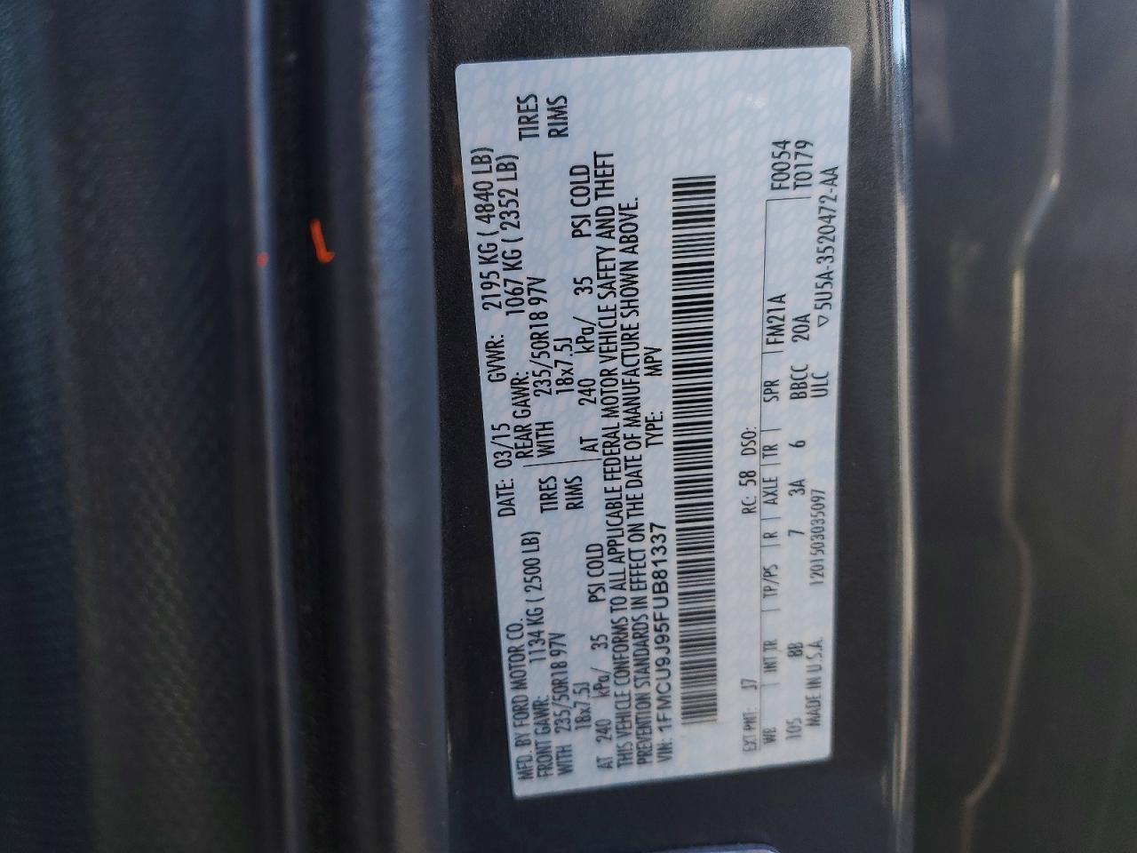 2015 FORD ESCAPE TITANIUM photo 27