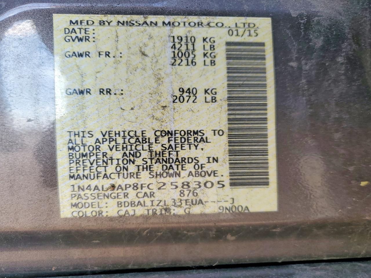 2015 NISSAN ALTIMA 2.5 photo 23