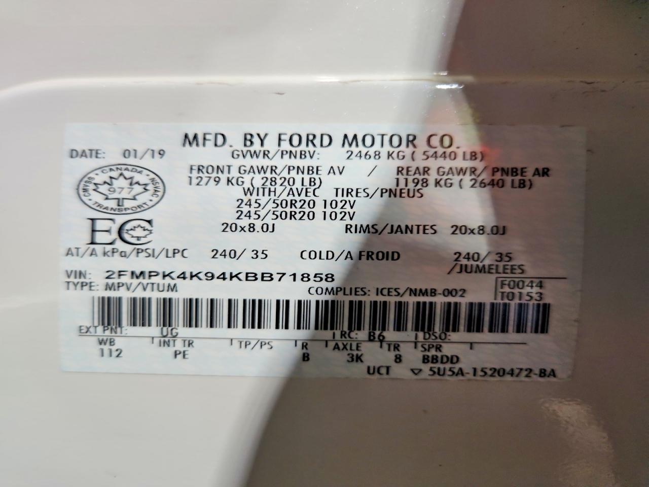 2019 FORD EDGE TITANIUM photo 13