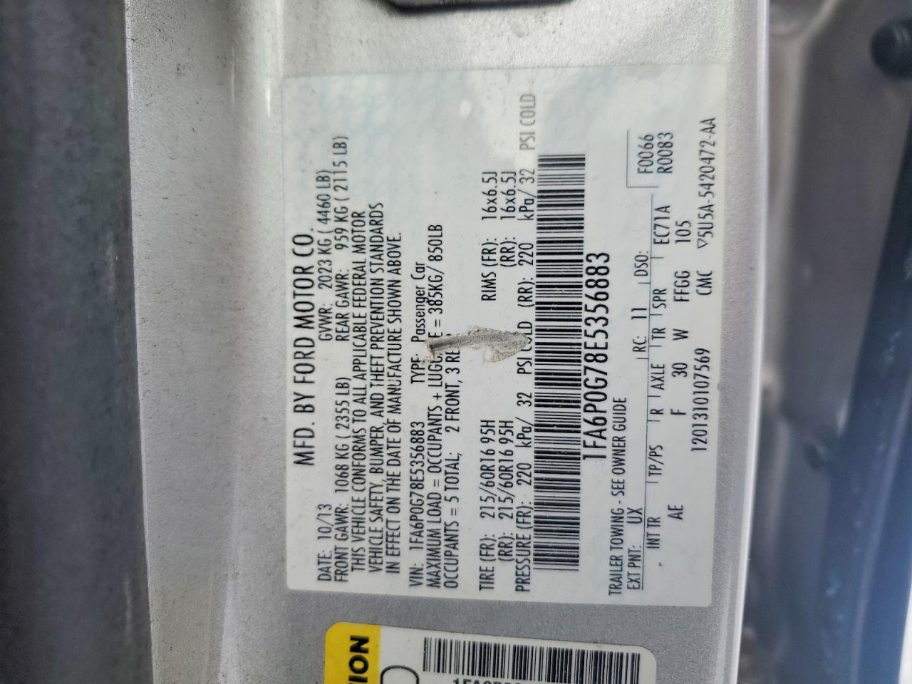 2014 FORD FUSION S photo 12