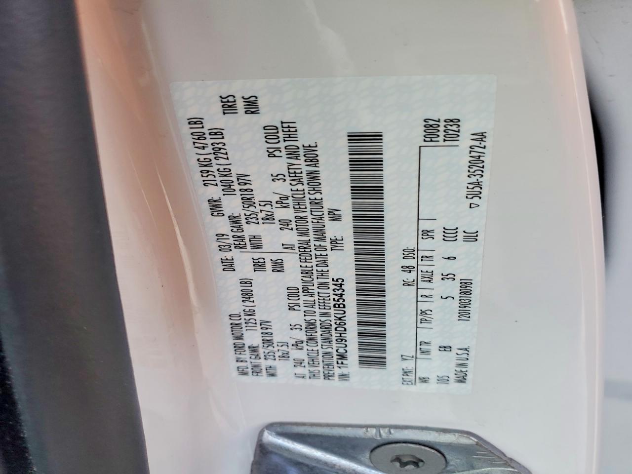 2019 FORD ESCAPE SEL photo 13