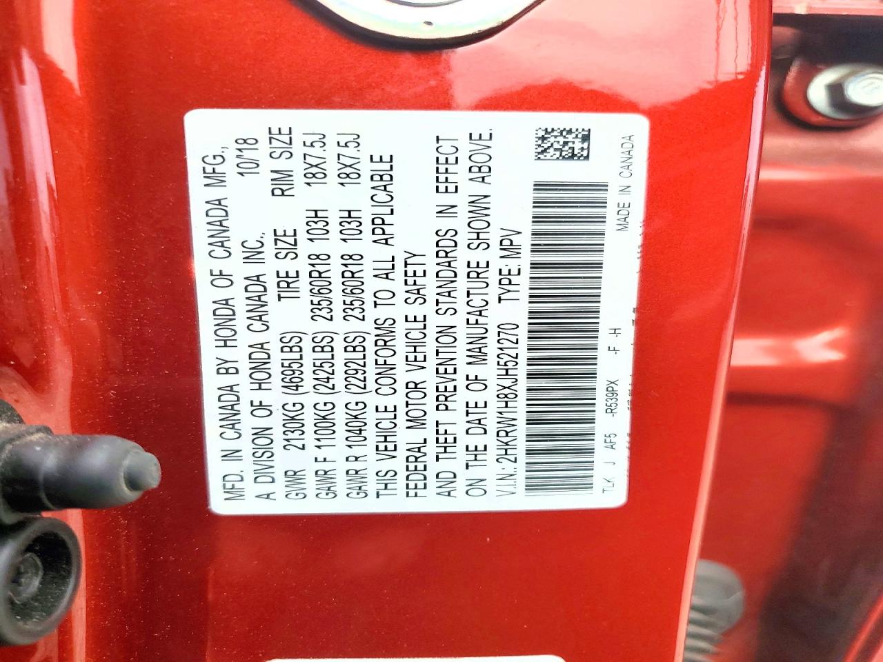 2018 HONDA CR-V EXL photo 12