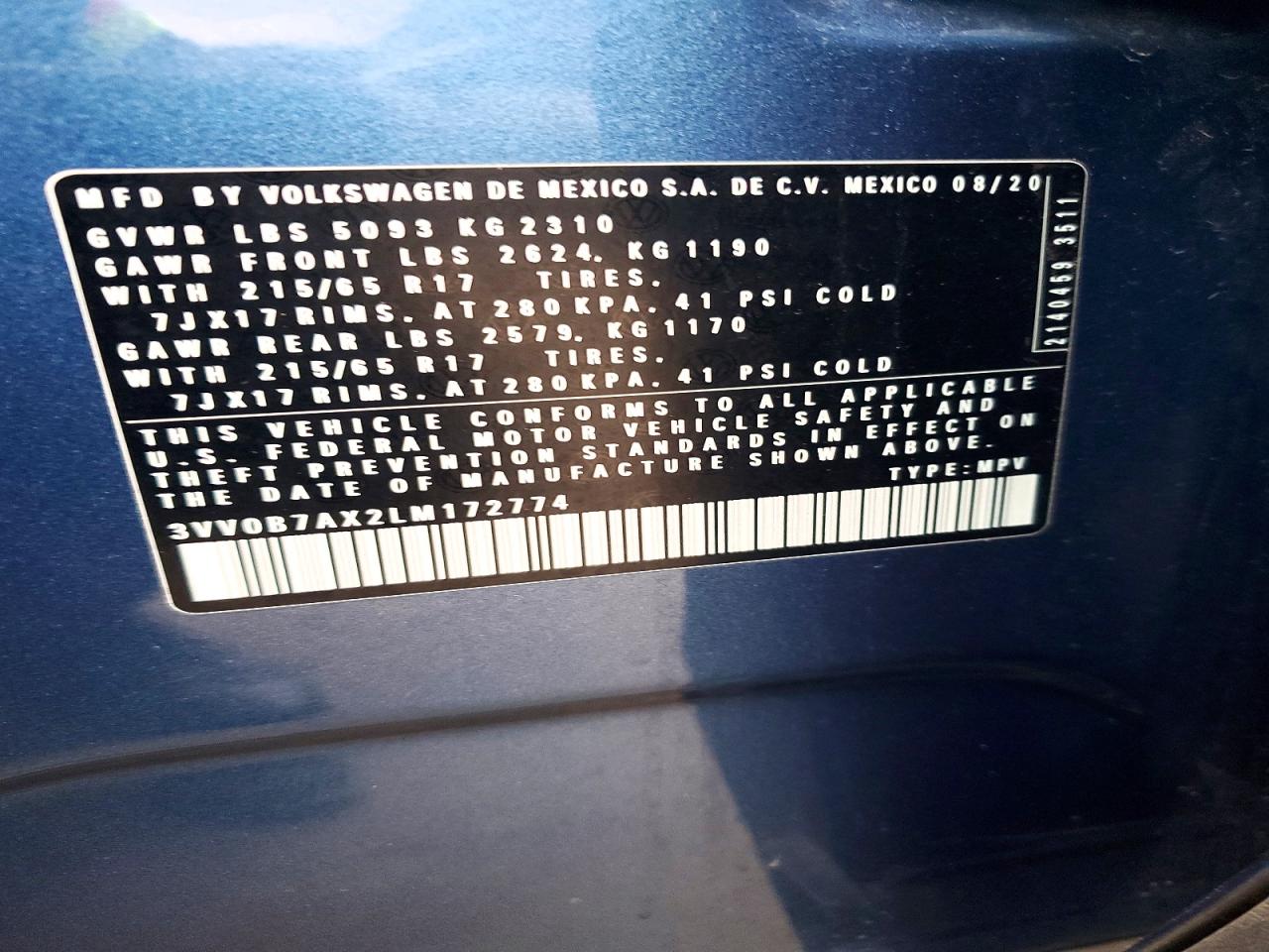 2020 VOLKSWAGEN TIGUAN S photo 27