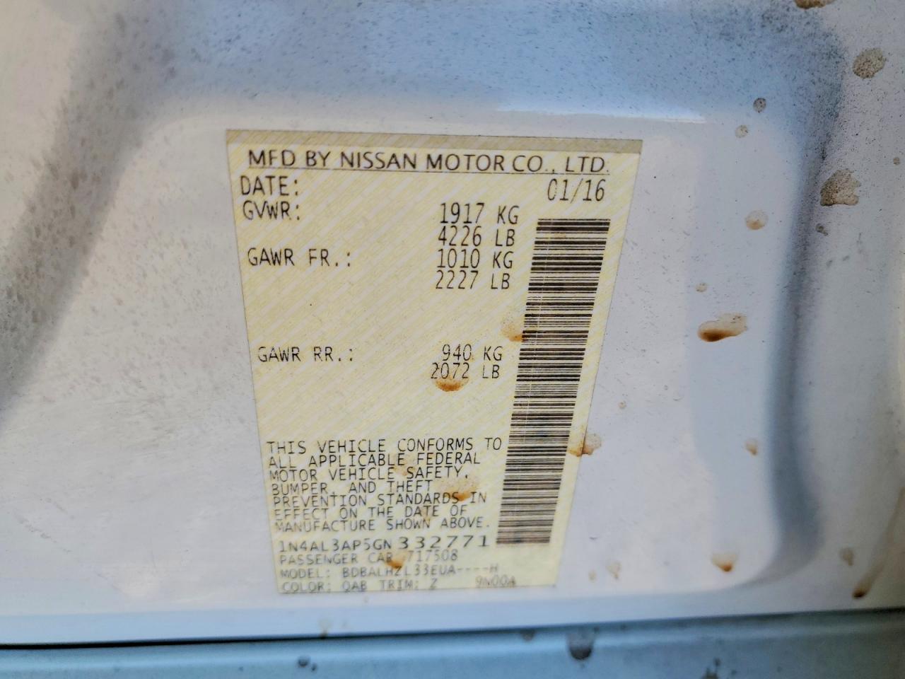 2016 NISSAN ALTIMA 2.5 photo 12