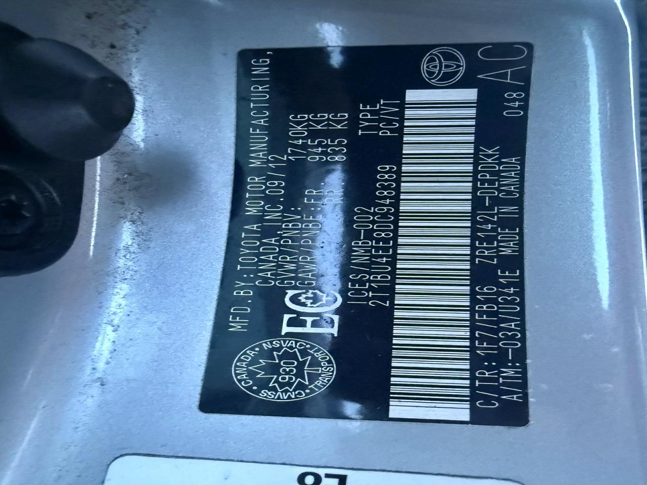 2013 TOYOTA COROLLA BASE photo 7