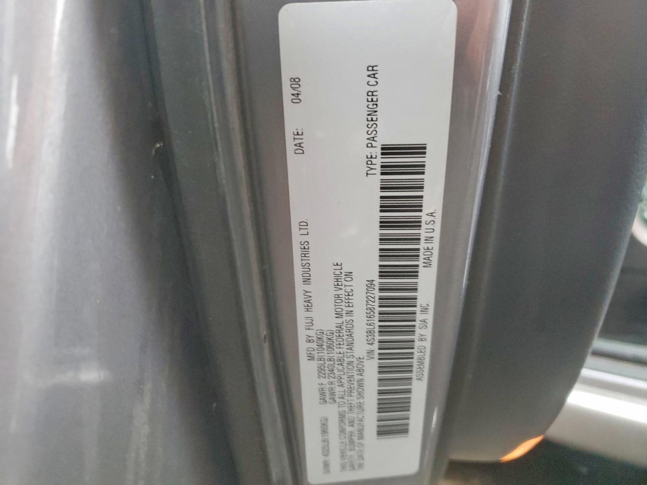 2008 SUBARU LEGACY photo 12