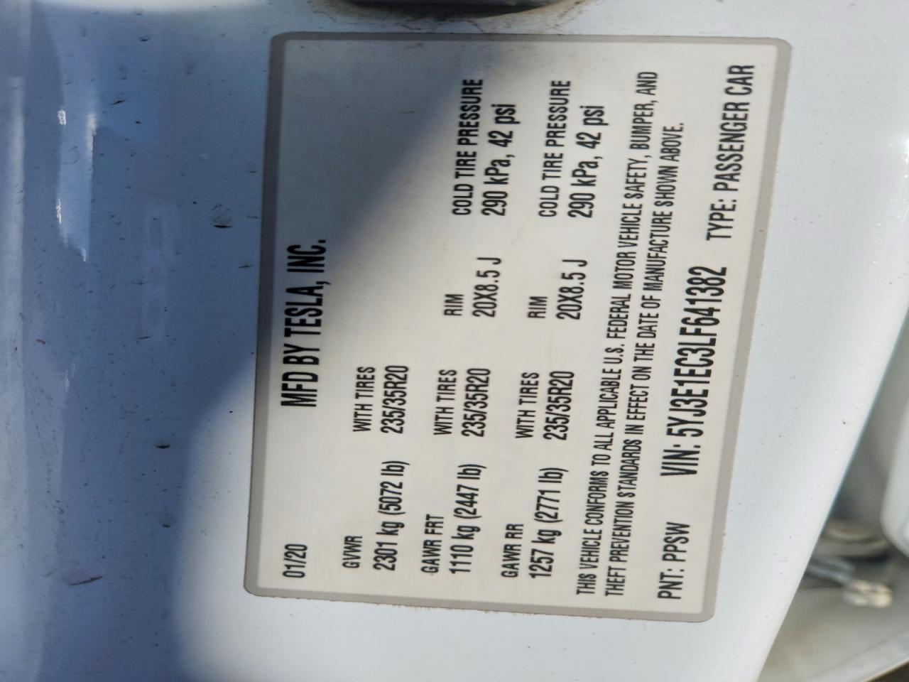 2020 TESLA MODEL 3 photo 13