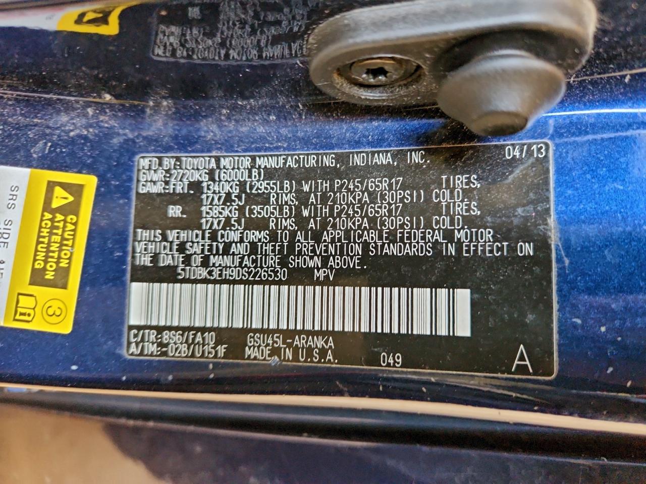2013 TOYOTA HIGHLANDER BASE photo 13