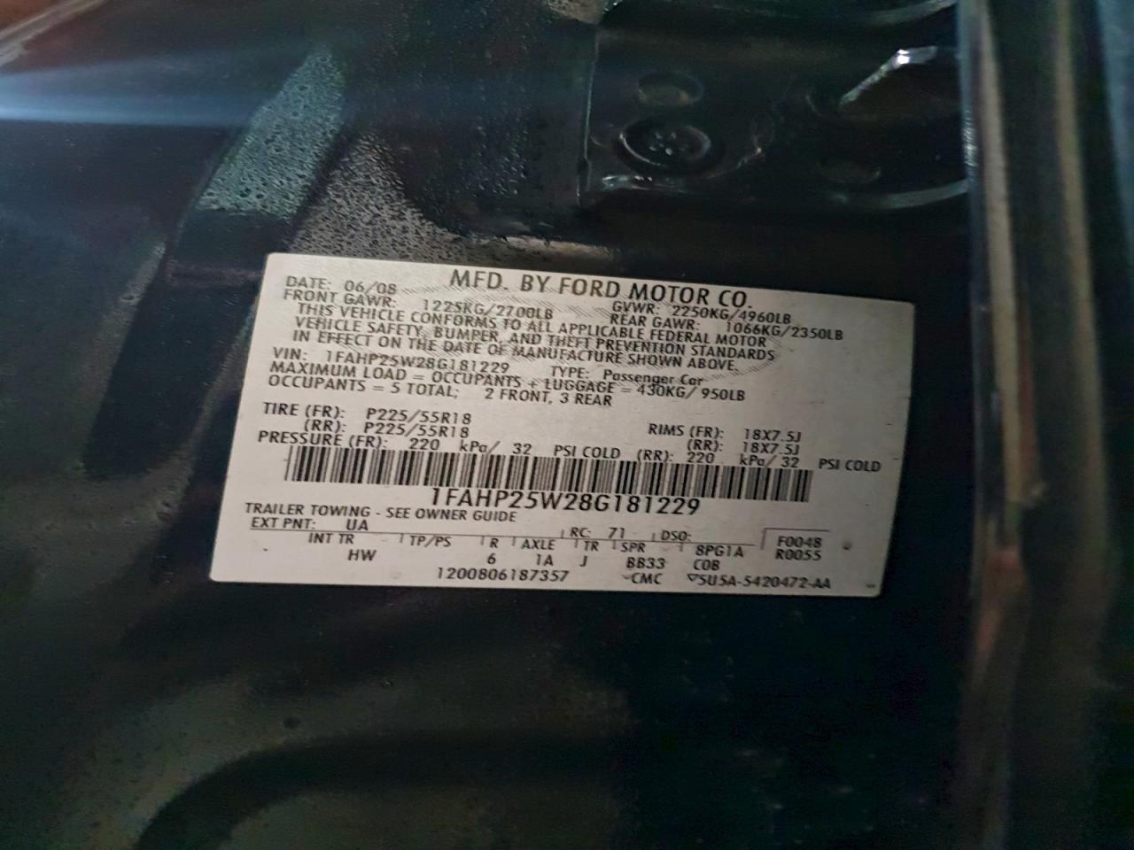2008 FORD TAURUS LIMITED photo 12