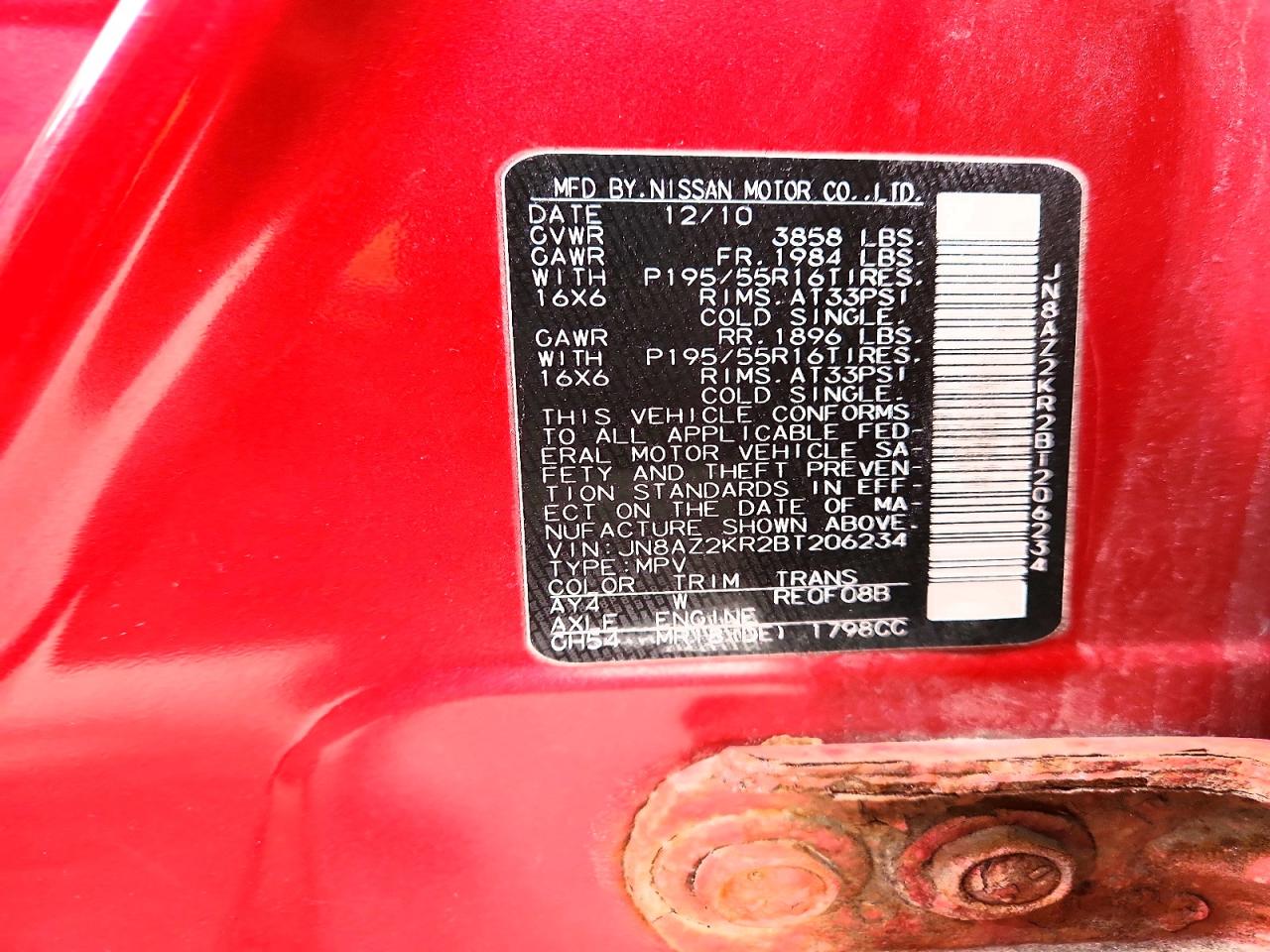 2011 NISSAN CUBE BASE photo 12