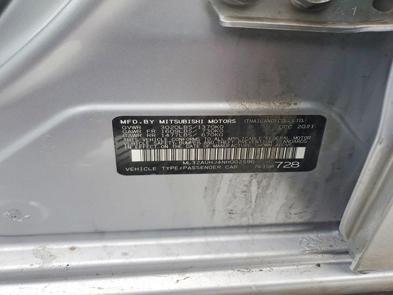 2022 MITSUBISHI MIRAGE ES photo 13