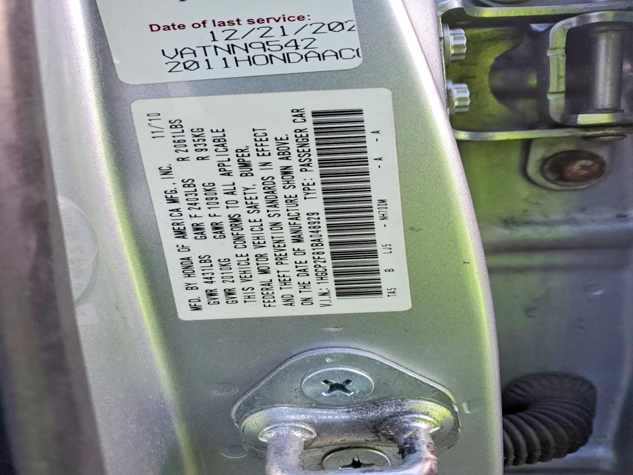 2011 HONDA ACCORD EXL photo 12