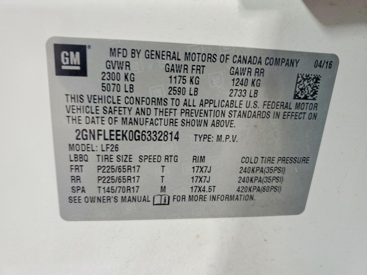 2016 CHEVROLET EQUINOX LS photo 13