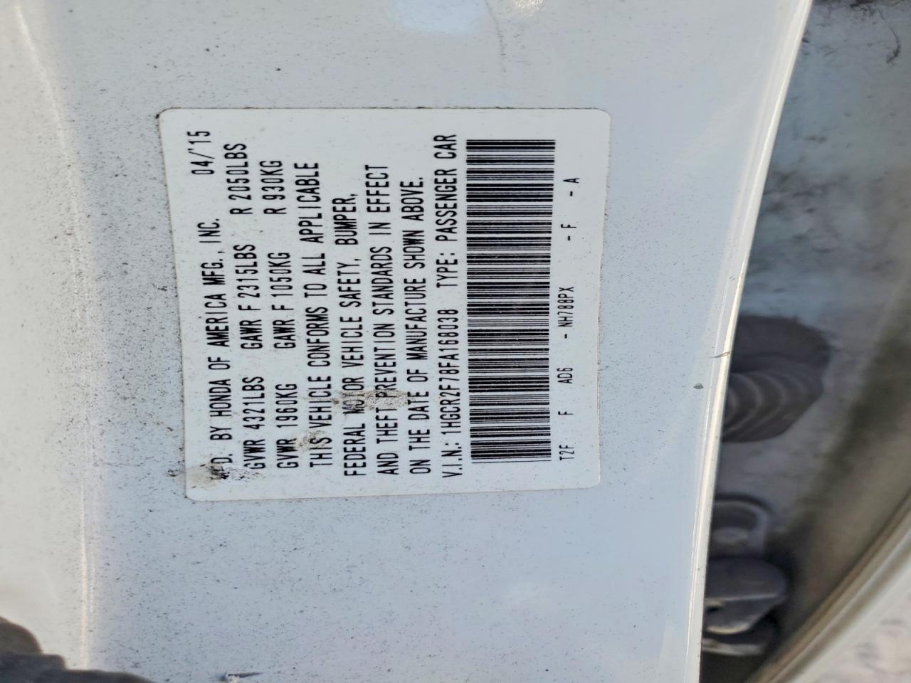 2015 HONDA ACCORD EX photo 12