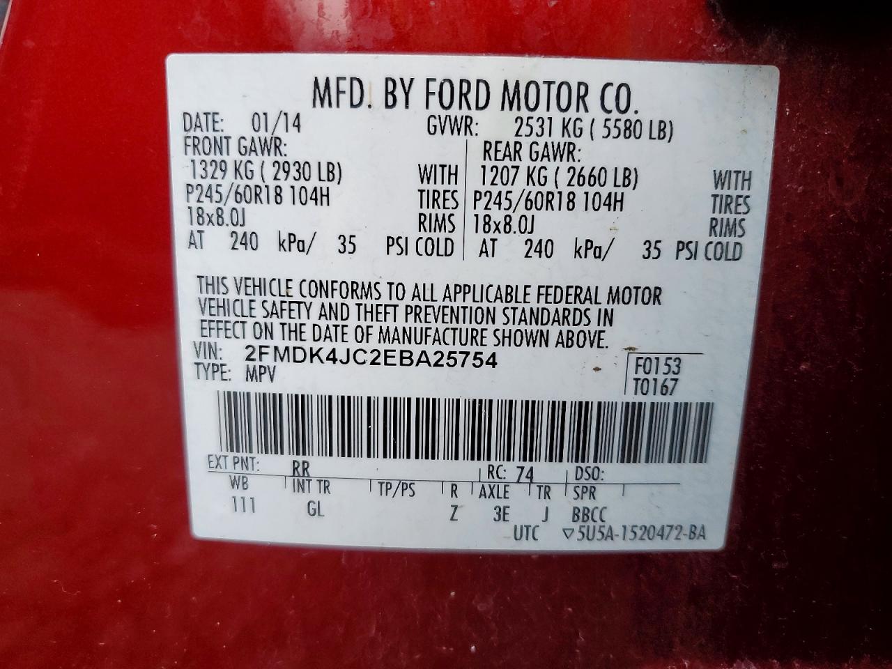 2014 FORD EDGE SEL photo 13