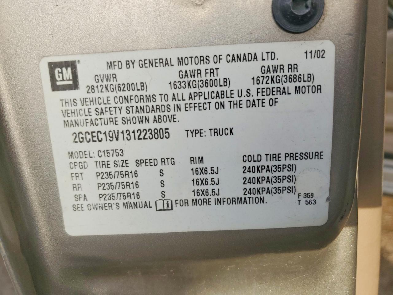 2003 CHEVROLET SILVERADO C1500 photo 12
