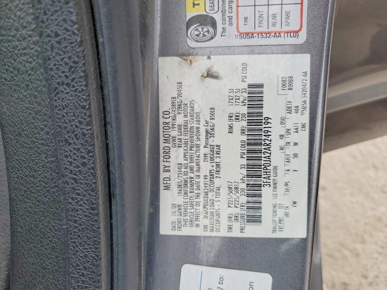 2010 FORD FUSION SEL photo 12
