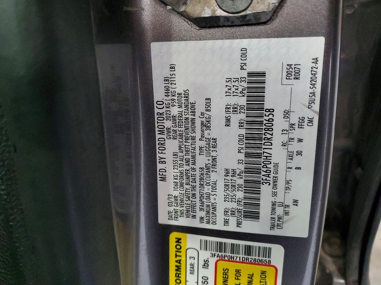 2013 FORD FUSION SE photo 12