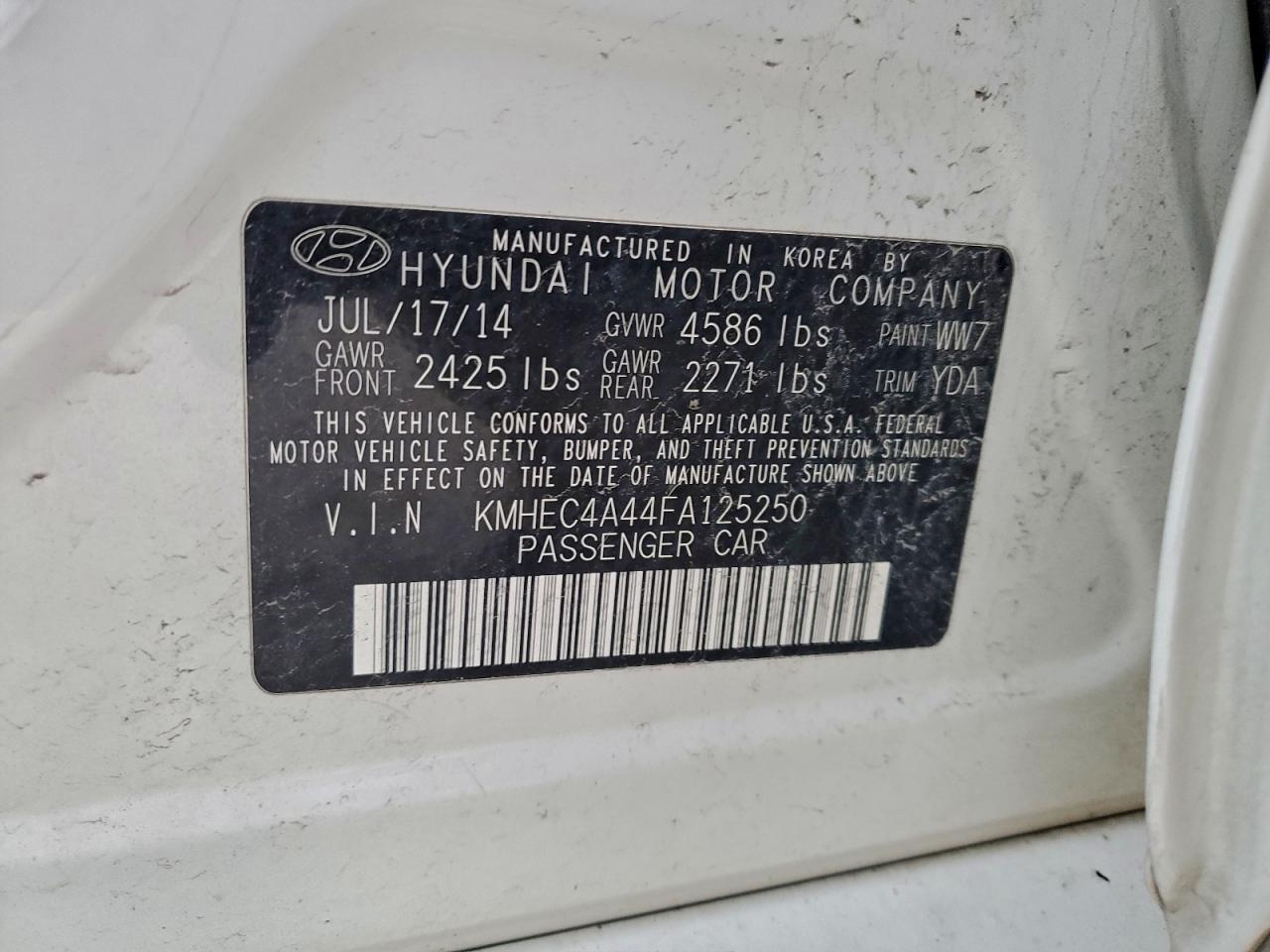 2015 HYUNDAI SONATA HYBRID photo 12