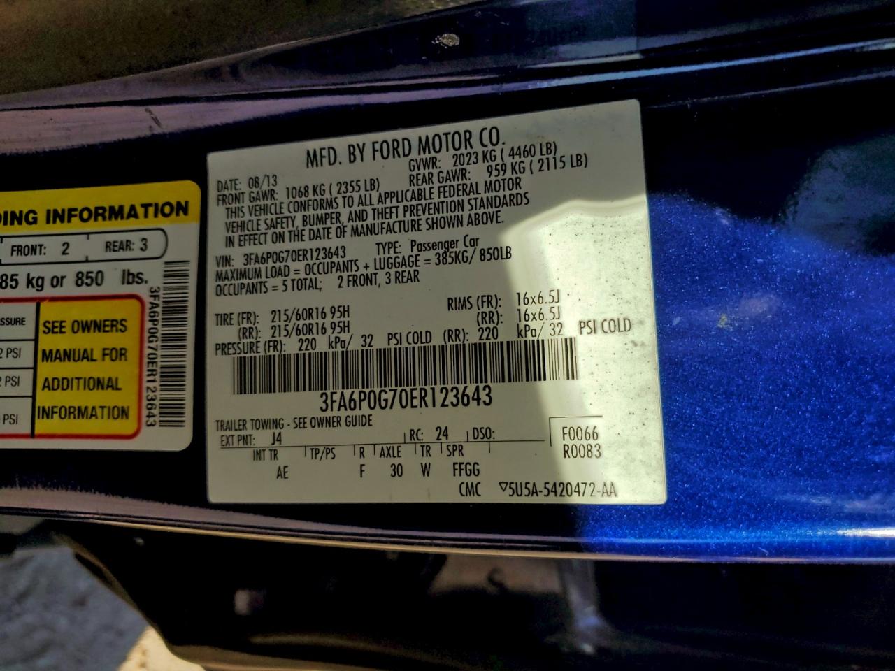 2014 FORD FUSION S photo 12
