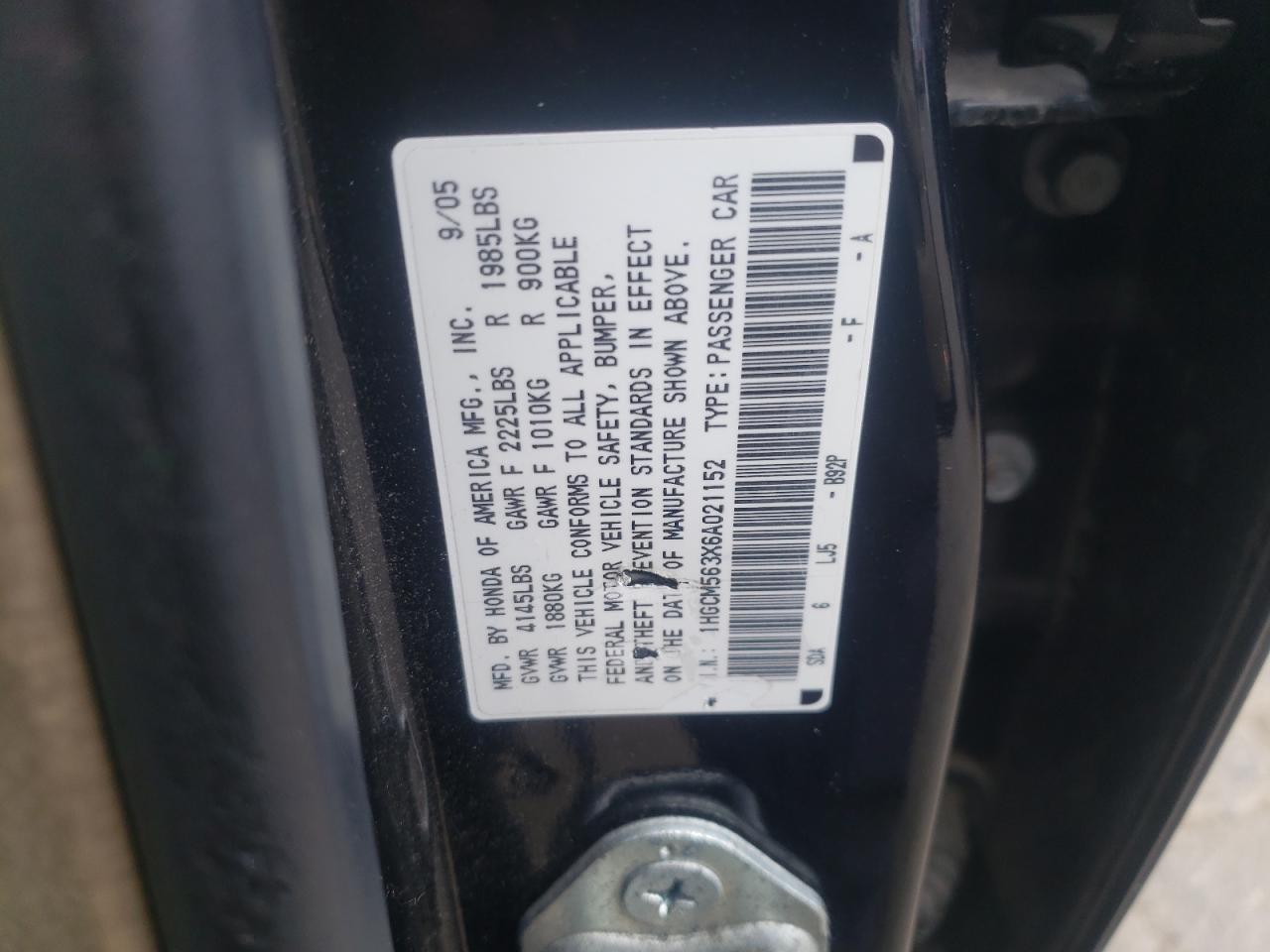 2006 HONDA ACCORD SE photo 12