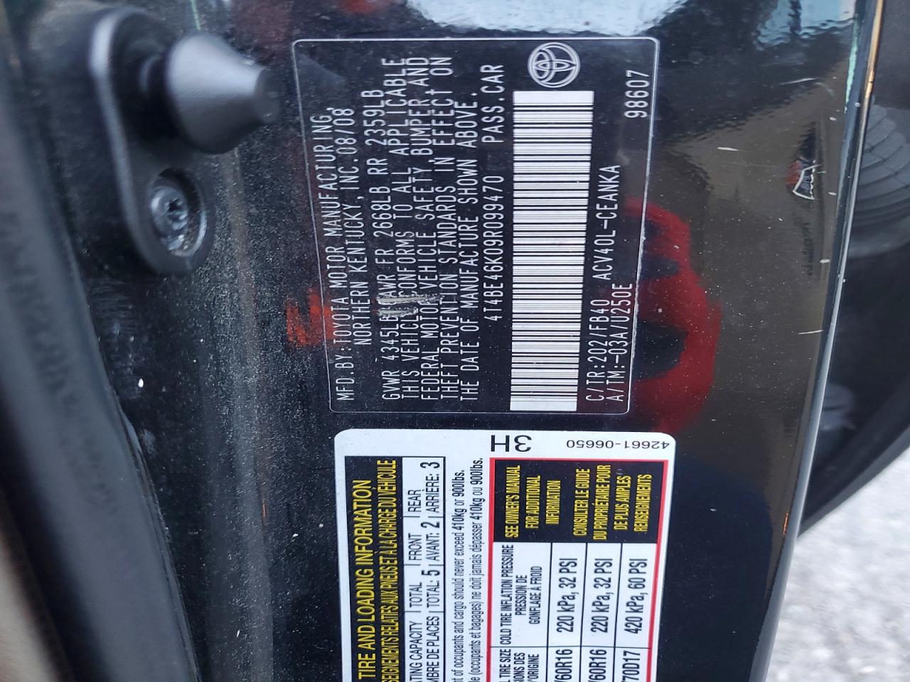 2009 TOYOTA CAMRY BASE photo 12