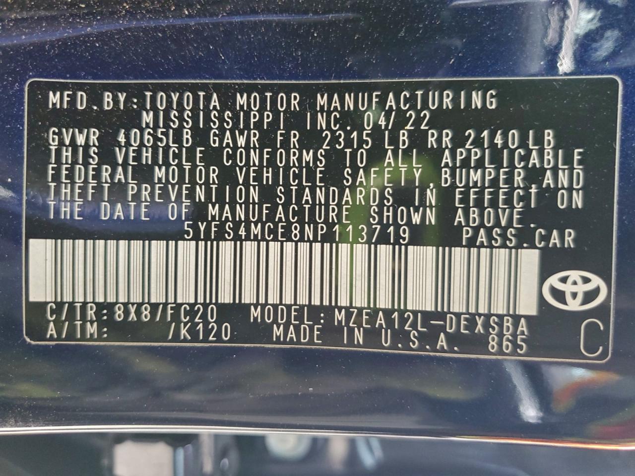 2022 TOYOTA COROLLA SE photo 12
