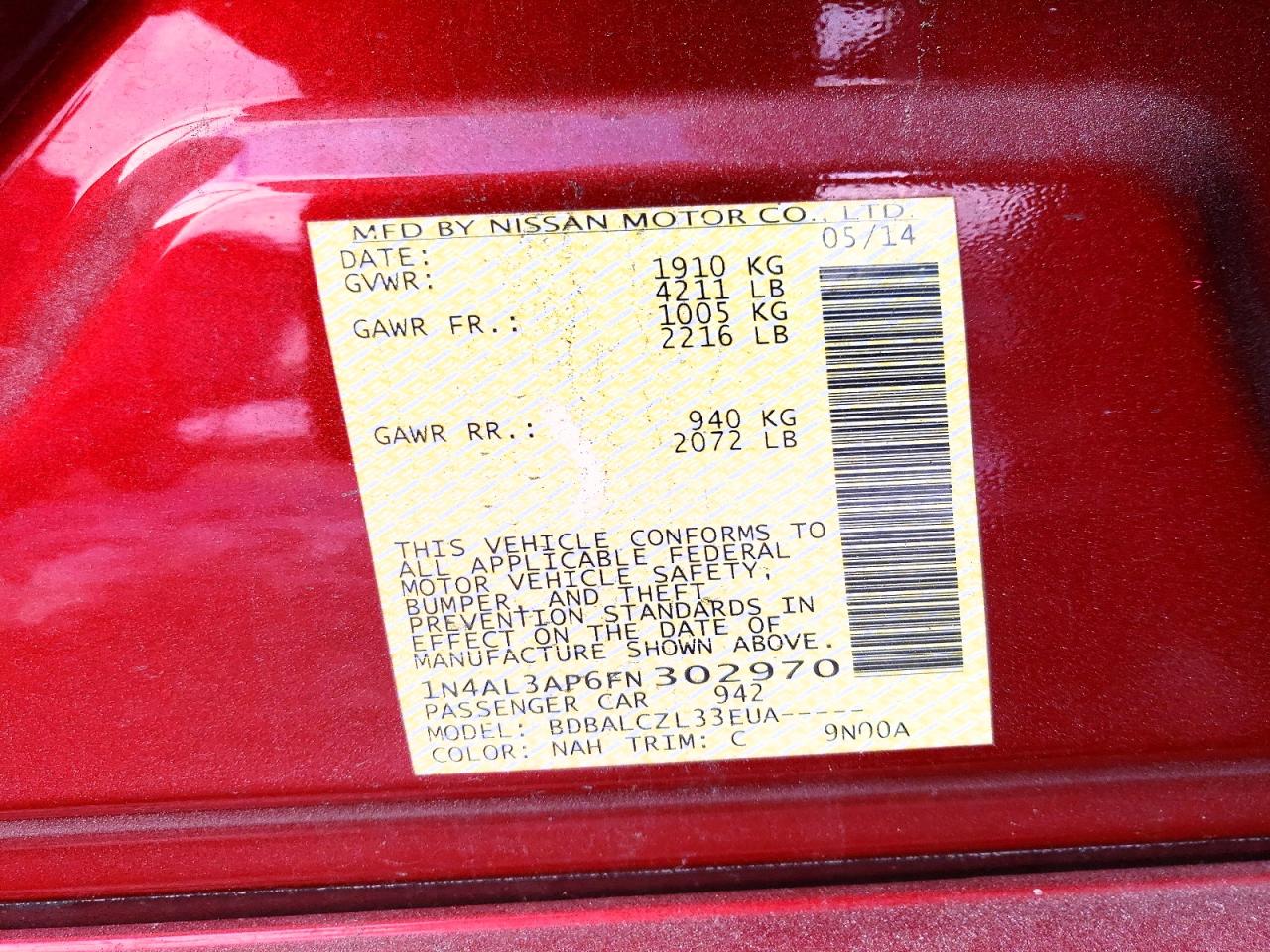 2015 NISSAN ALTIMA 2.5 photo 12
