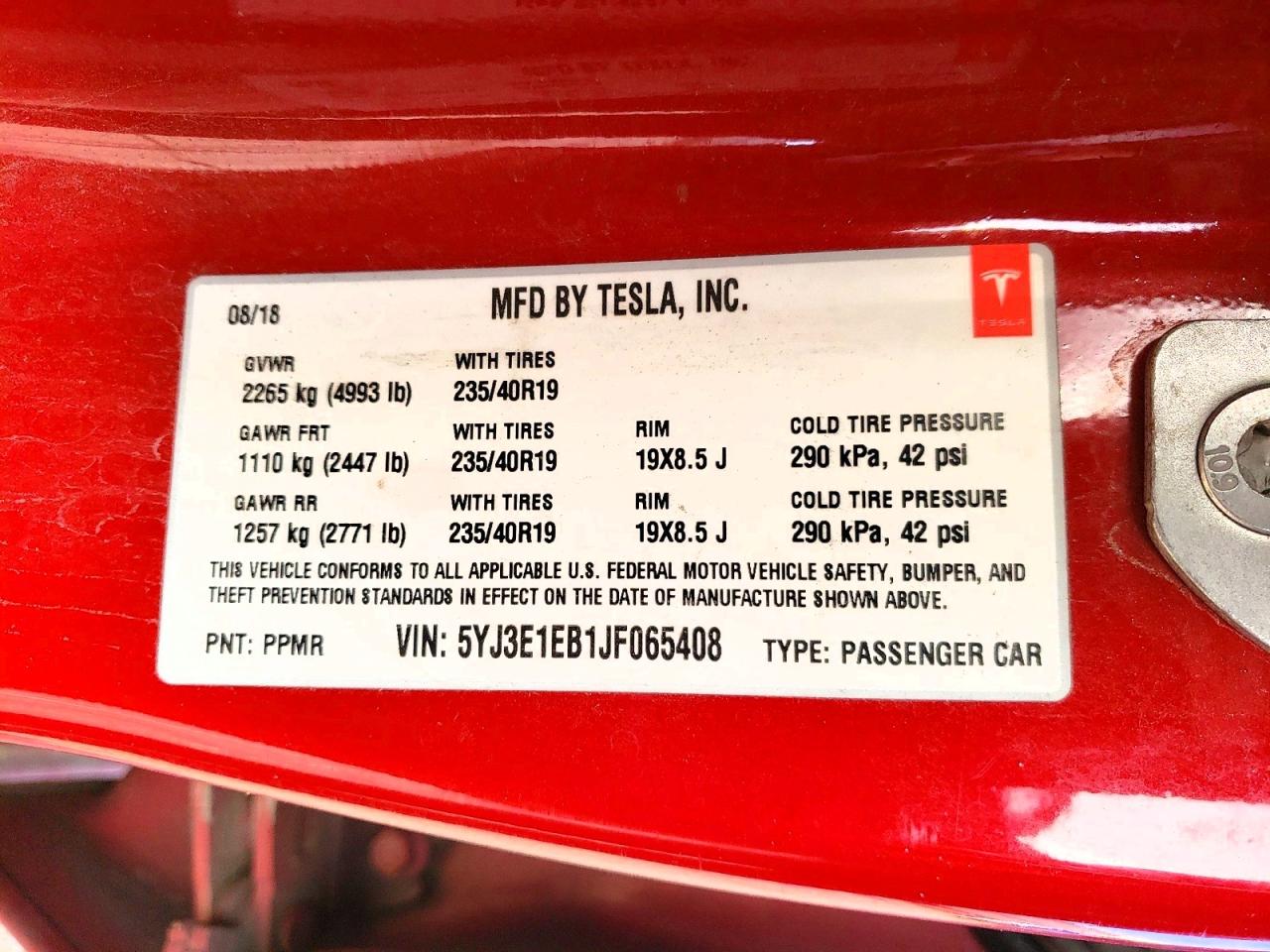 2018 TESLA MODEL 3 photo 12