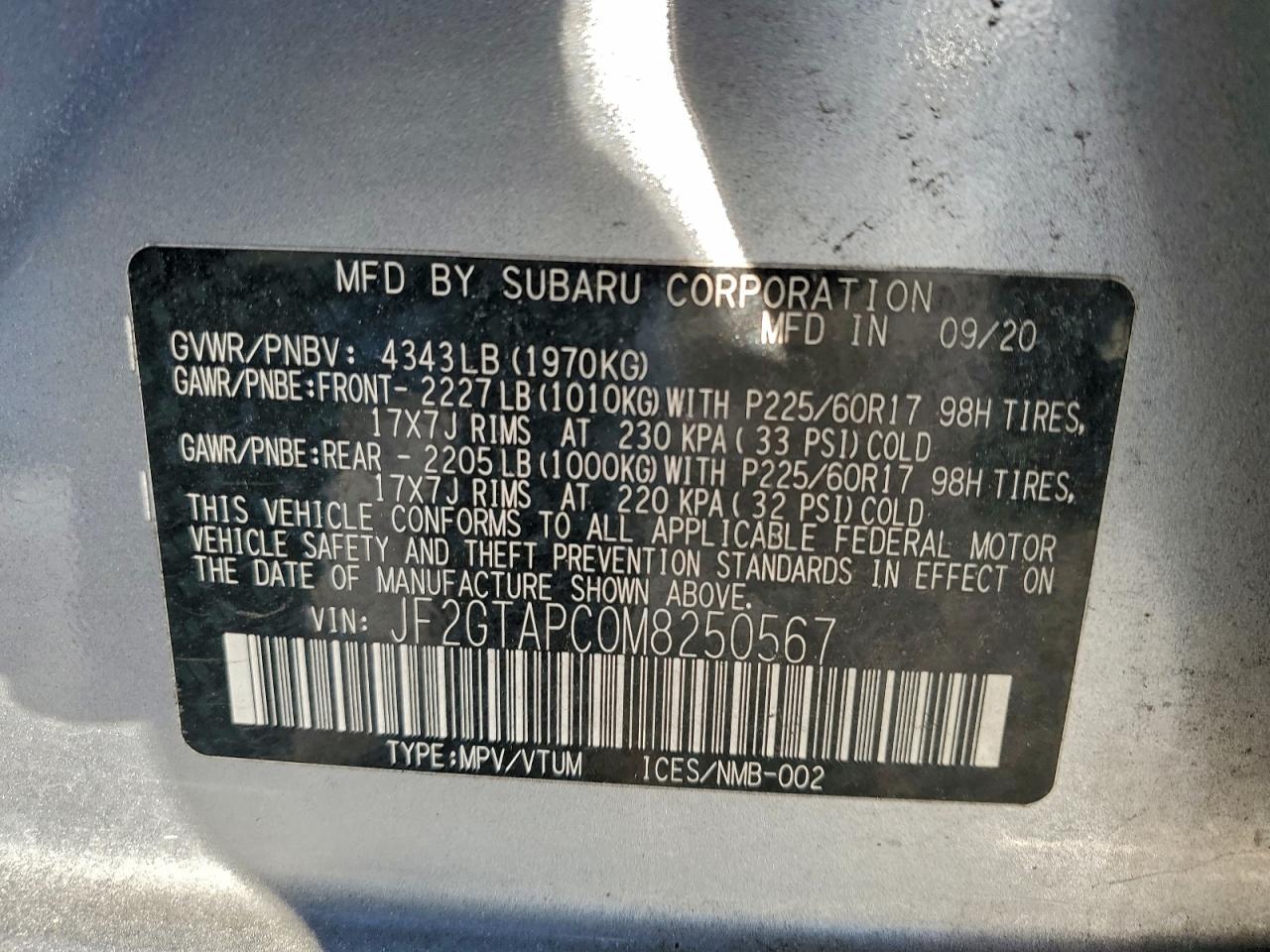 2021 SUBARU CROSSTREK PREMIUM photo 14