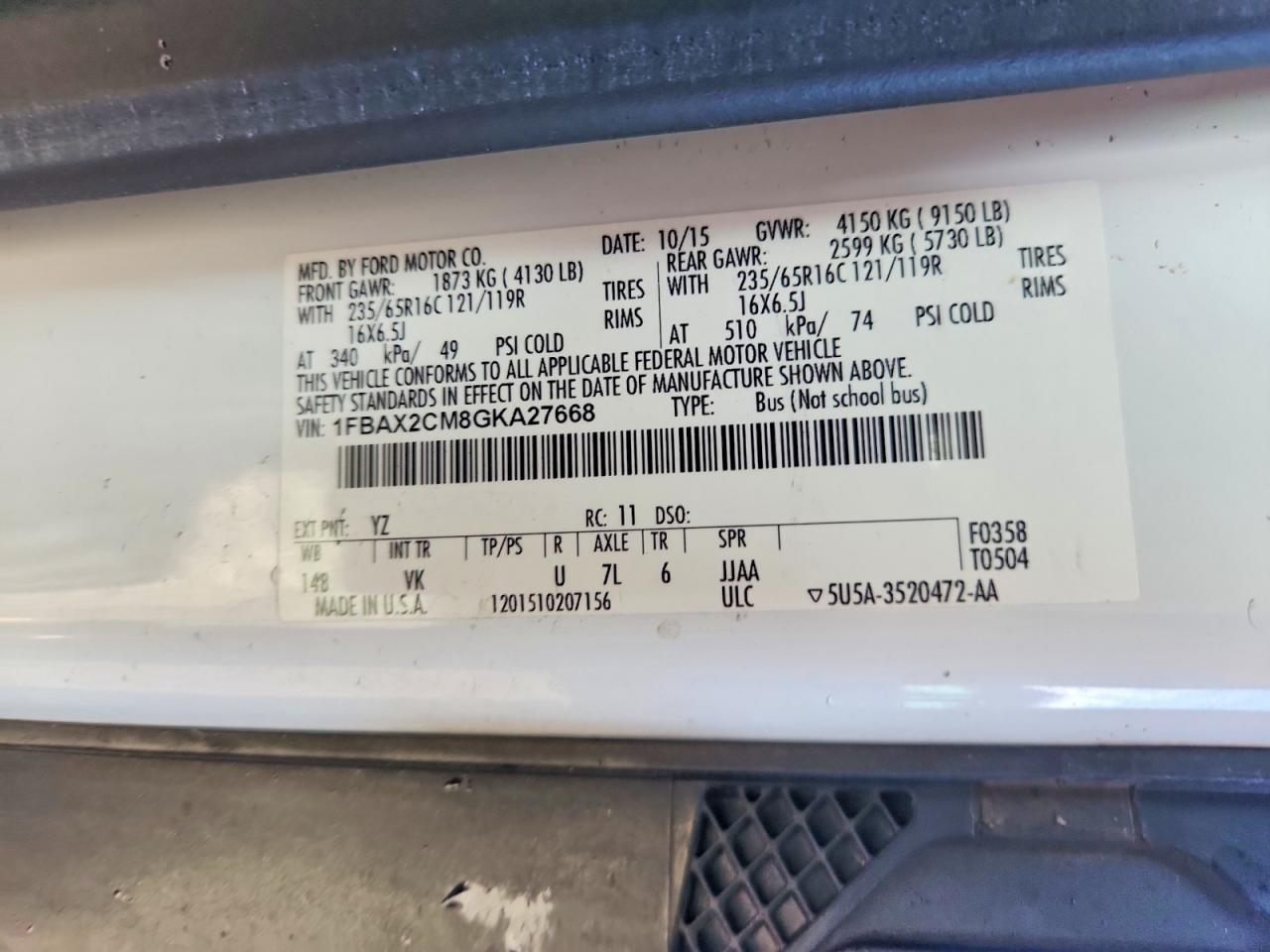 2016 FORD TRANSIT T-350 photo 13