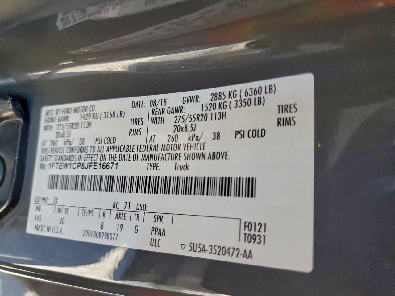 2018 FORD F150 SUPERCREW photo 12