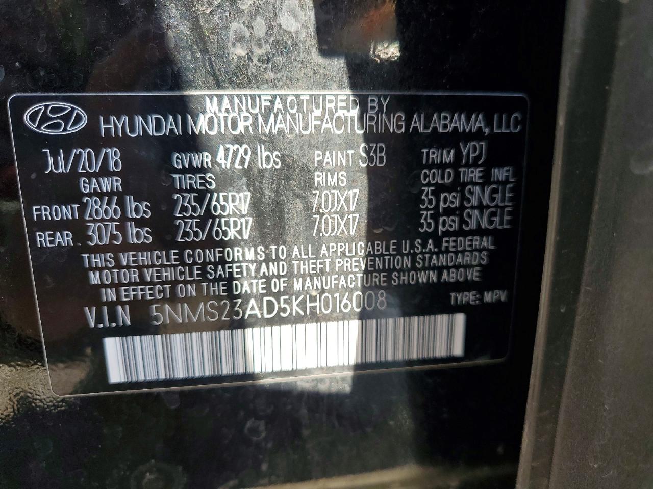 2019 HYUNDAI SANTA FE SE photo 14