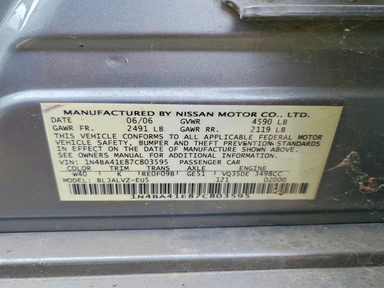 2007 NISSAN MAXIMA SE photo 13
