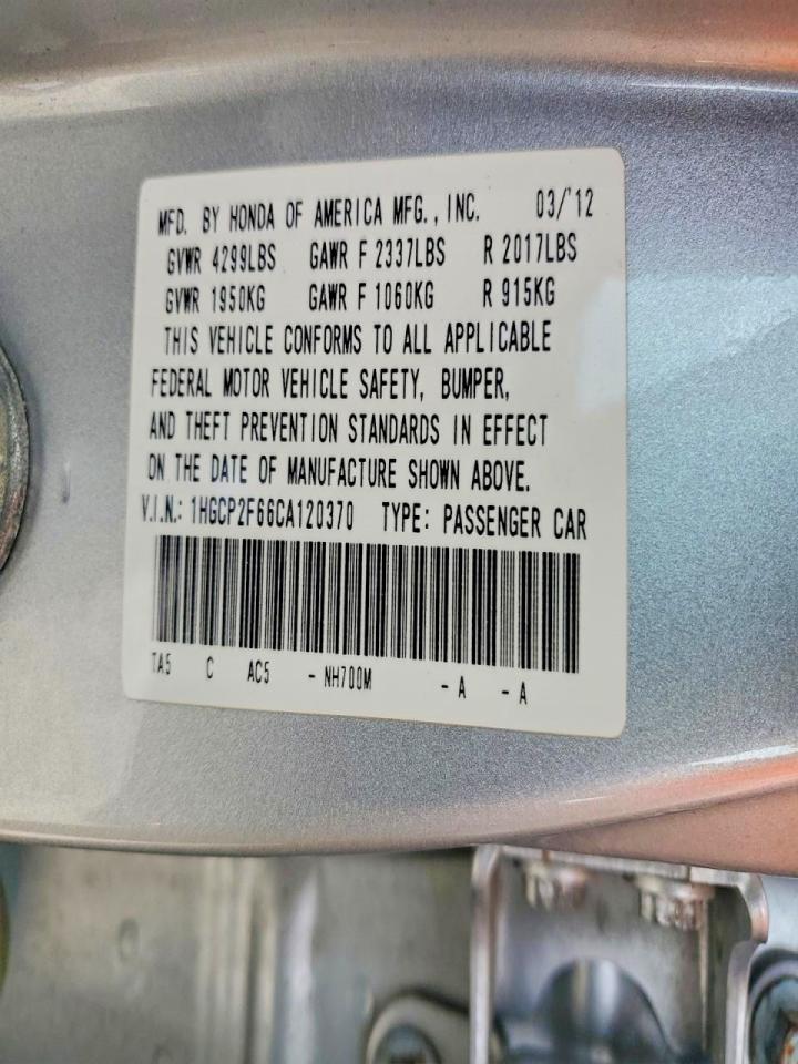 2012 HONDA ACCORD SE photo 12
