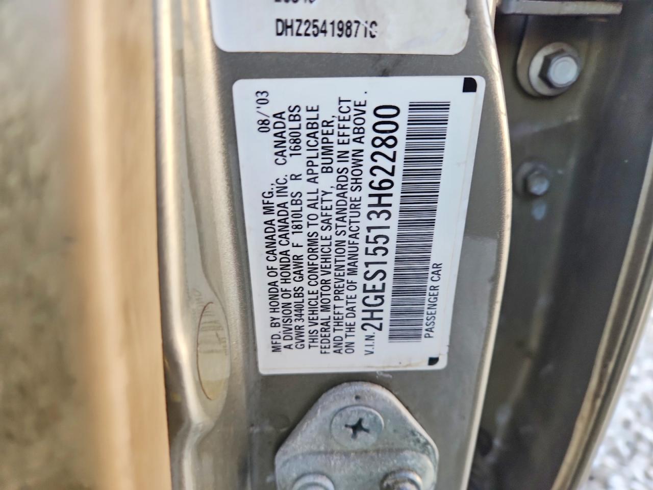 2003 HONDA CIVIC LX photo 12