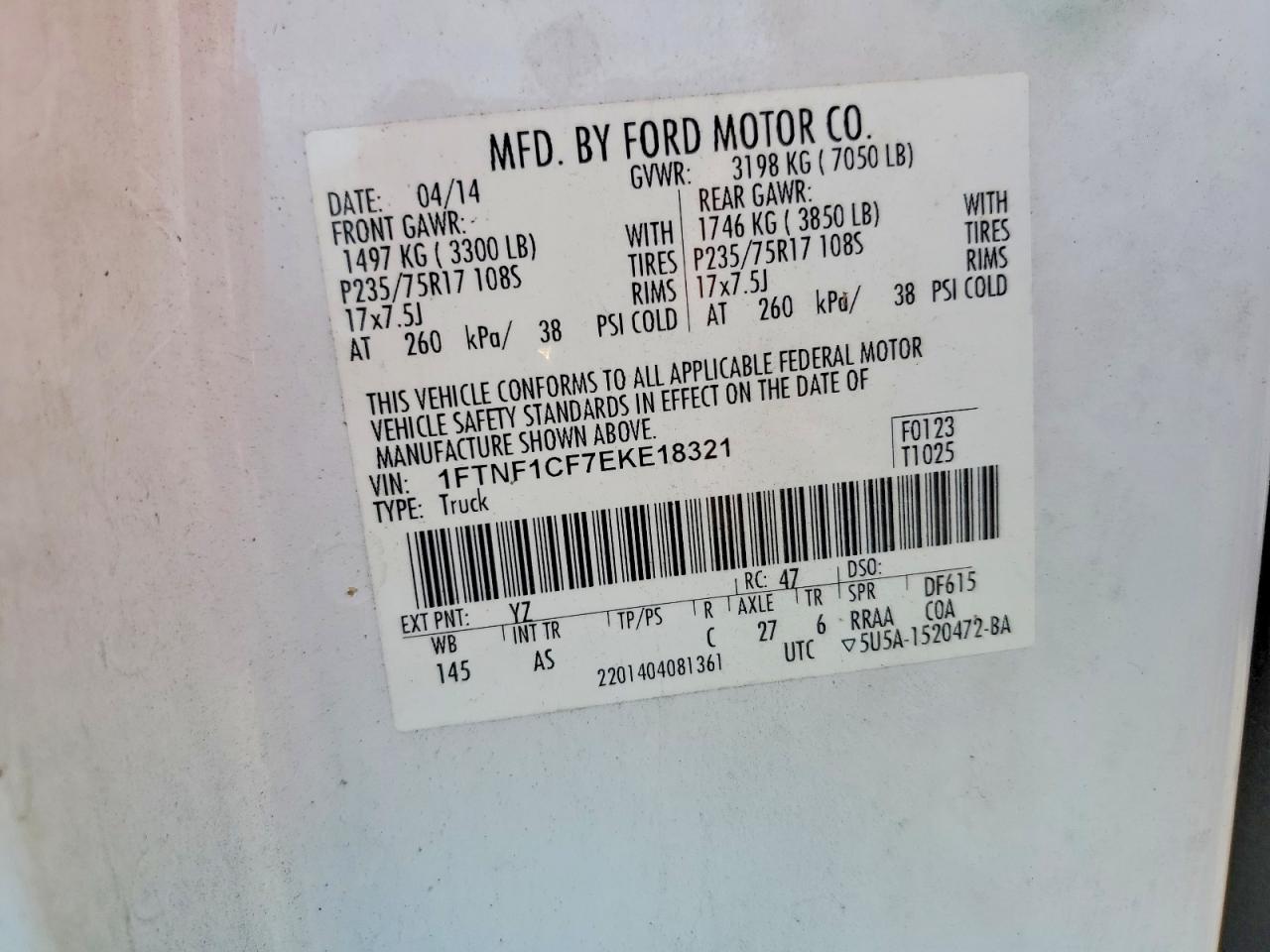 2014 FORD F150 photo 12