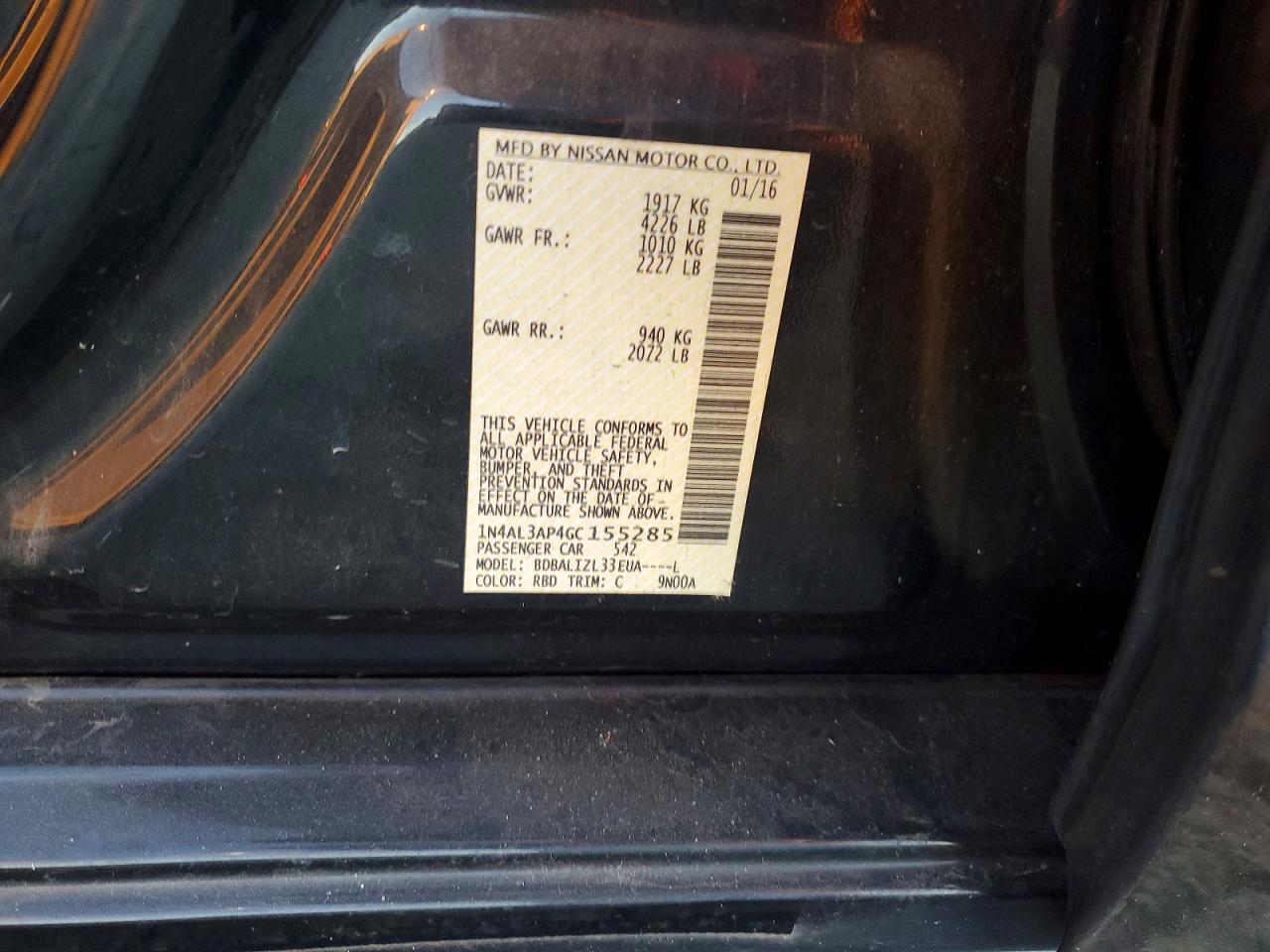 2016 NISSAN ALTIMA 2.5 photo 12