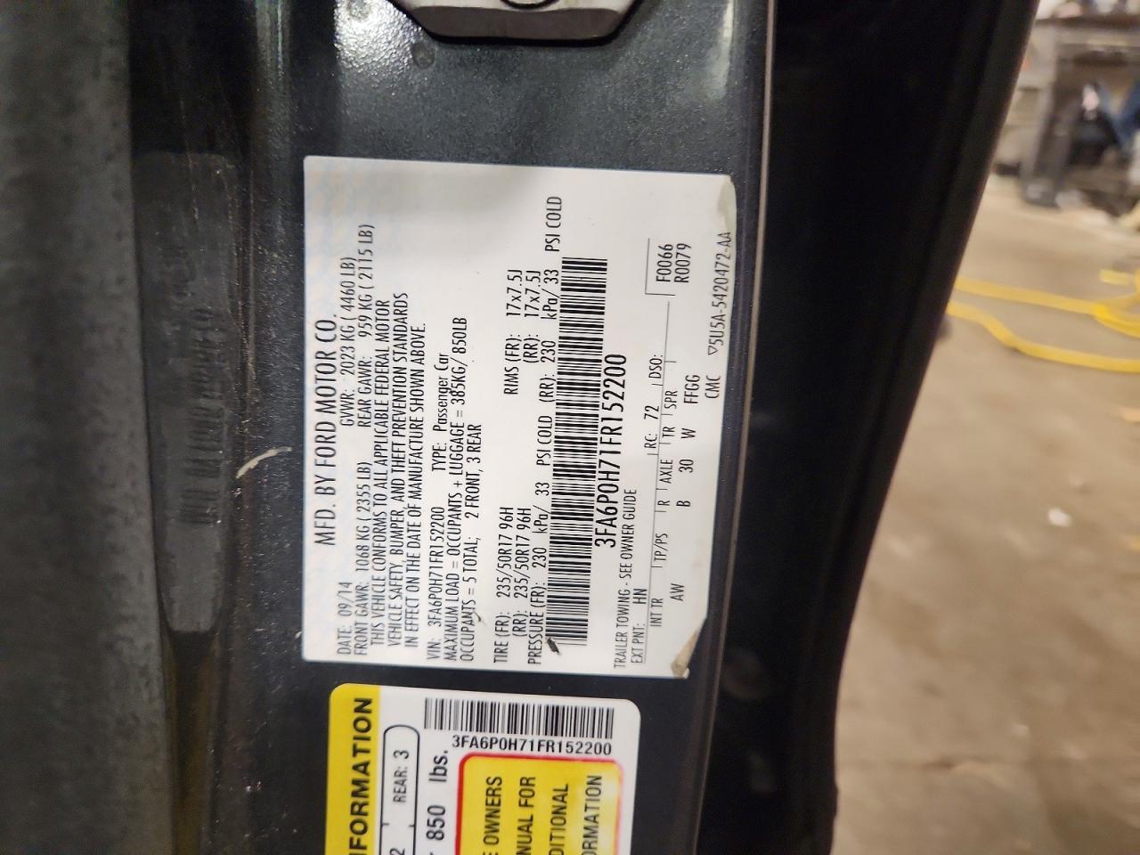 2015 FORD FUSION SE photo 12
