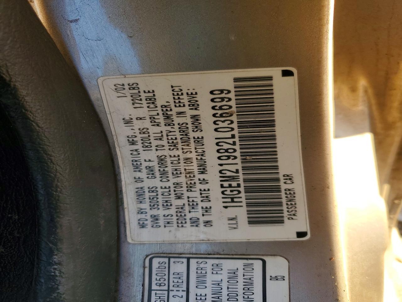 2002 HONDA CIVIC EX photo 12