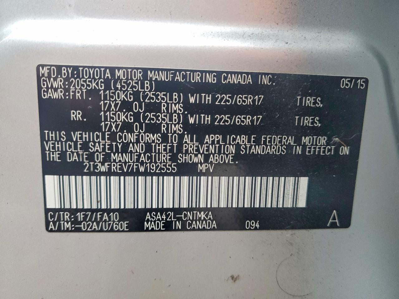2015 TOYOTA RAV4 XLE photo 14