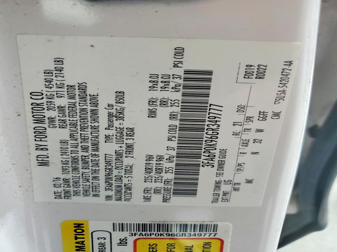 2016 FORD FUSION TITANIUM photo 13