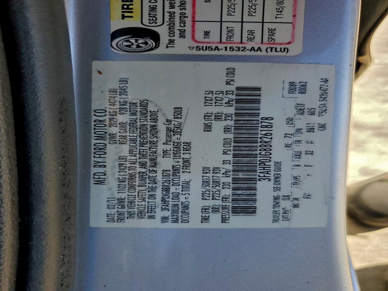 2011 FORD FUSION SEL photo 12
