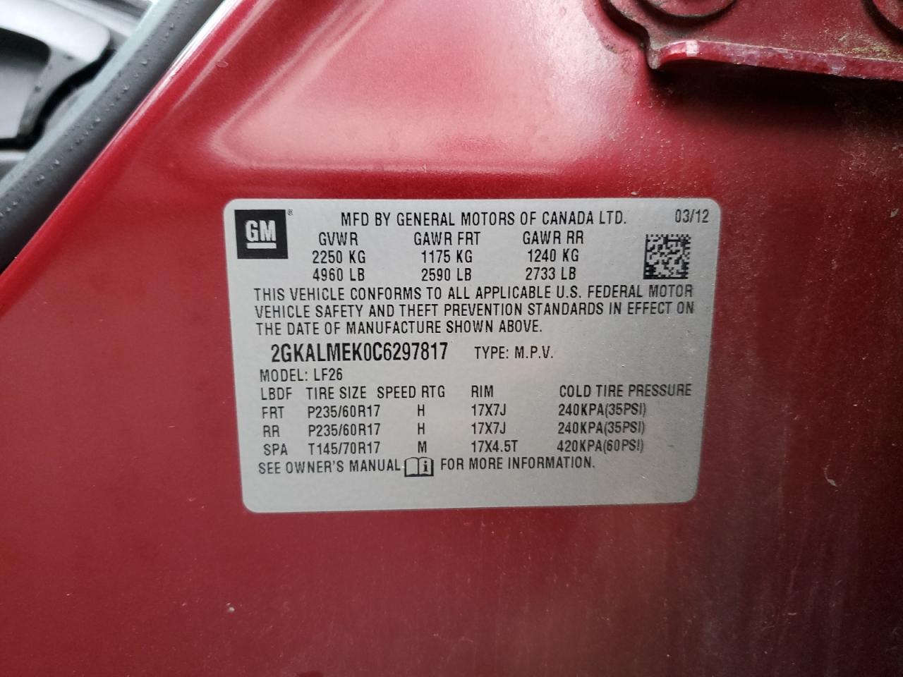 2012 GMC TERRAIN SLE photo 23