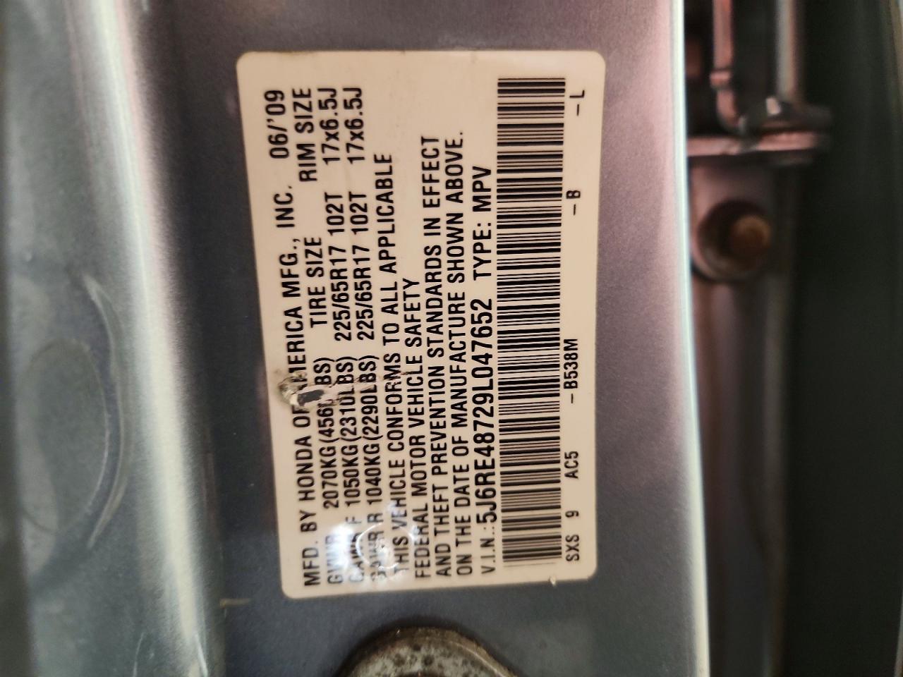 2009 HONDA CR-V EXL photo 14