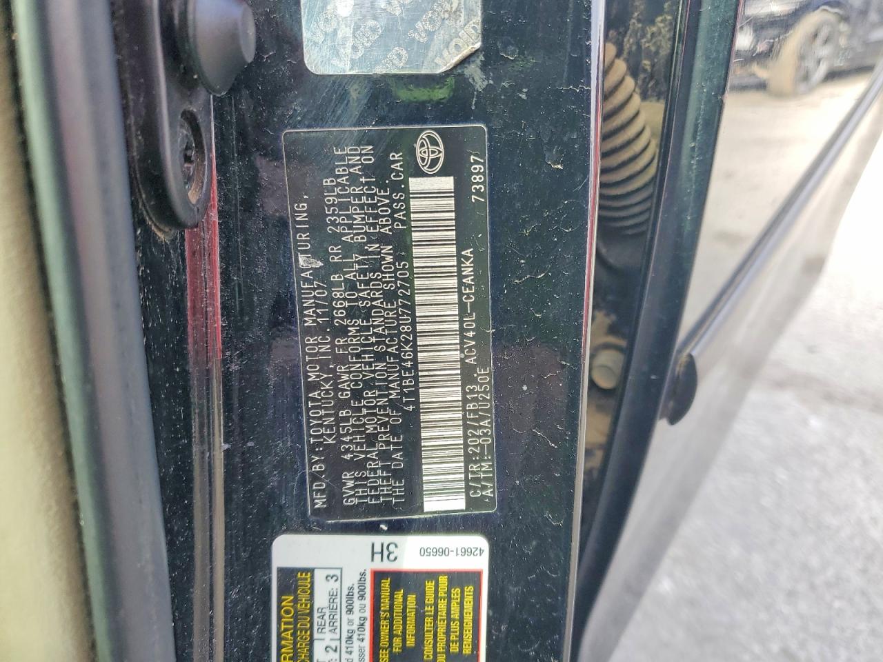 2008 TOYOTA CAMRY CE photo 12
