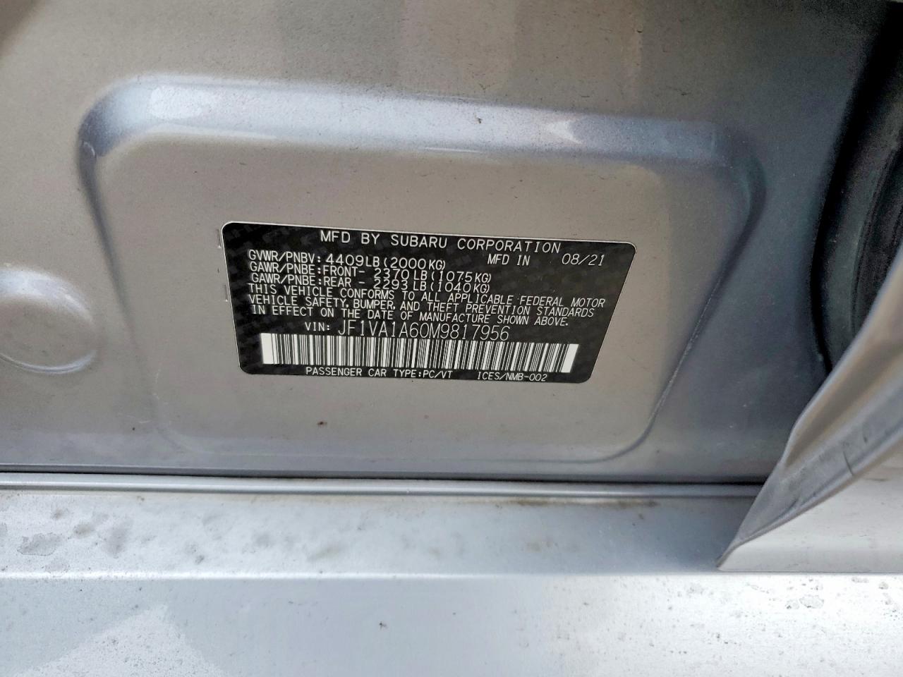2021 SUBARU WRX photo 12