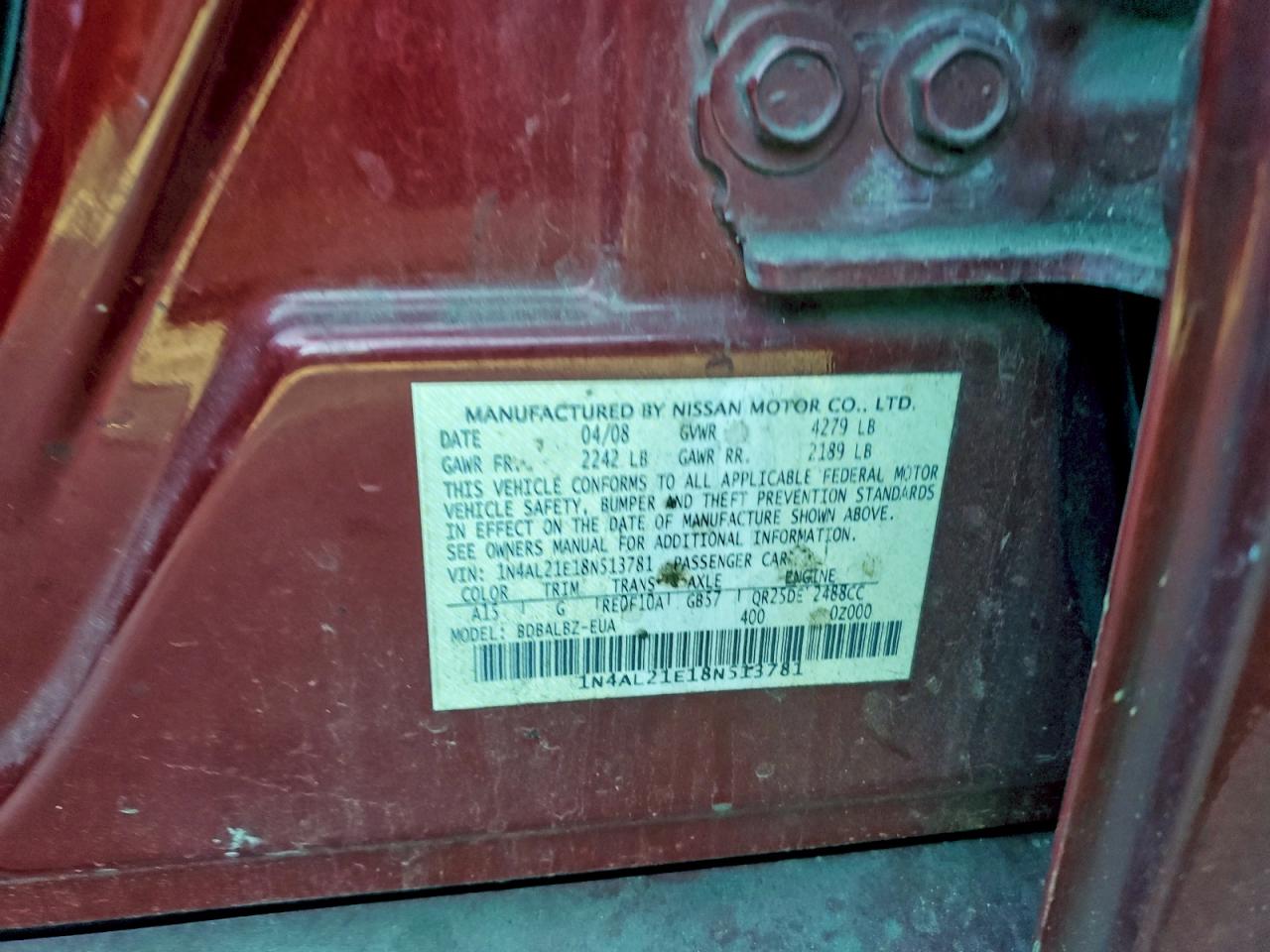 2008 NISSAN ALTIMA 2.5 photo 12