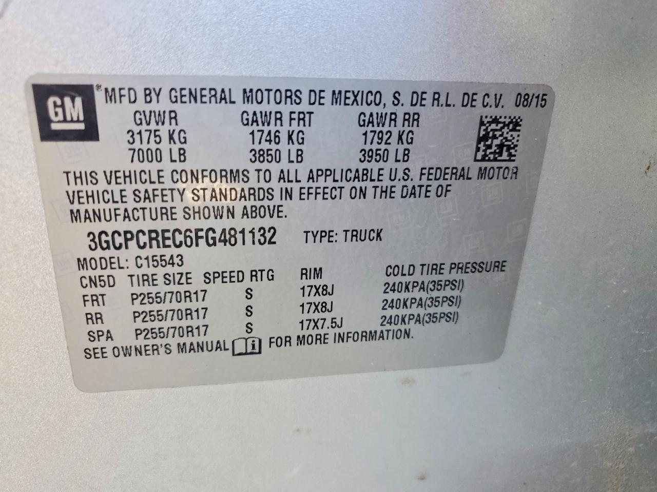 2015 CHEVROLET SILVERADO C1500 LT photo 12